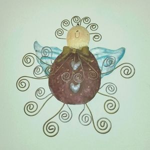Vintage Metal Angel Holiday Card and/or Picture Holder Wall Hanging